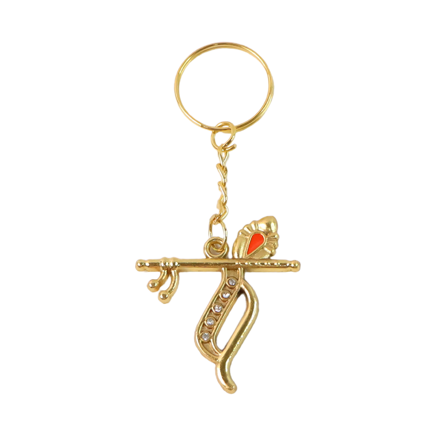 Flute And Peacock Feather Krishna Design Keychain (1 Pc) - Image 2